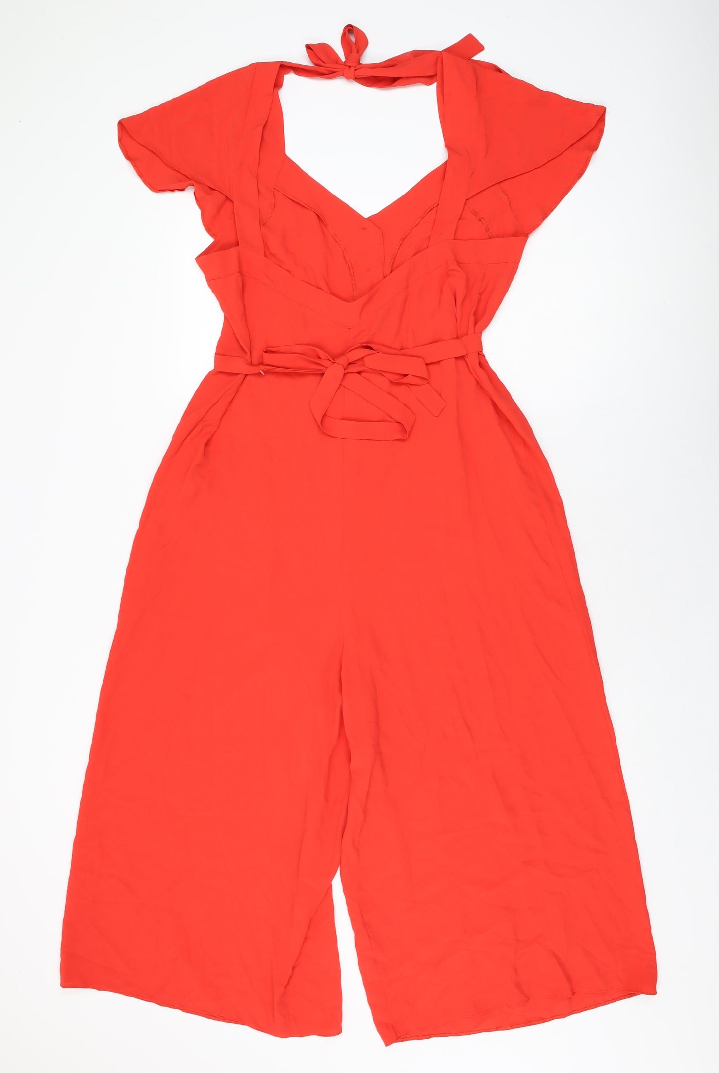 ASOS Womens Red Polyester Jumpsuit One-Piece Size 12 L19 in Button