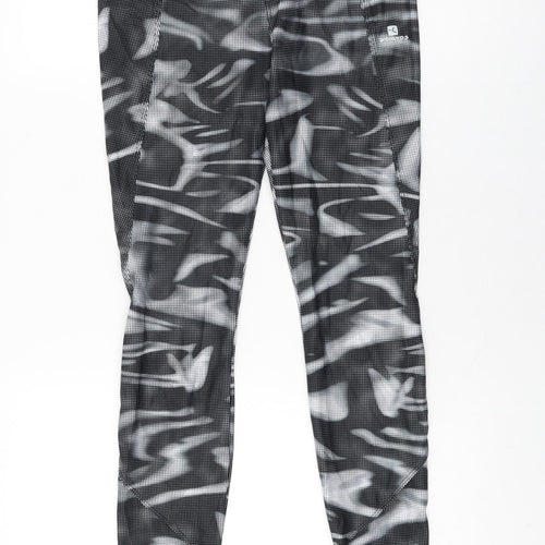 DECATHLON Womens Black Geometric Polyester Pedal Pusher Leggings Size 30 in L31 in Regular Pullover
