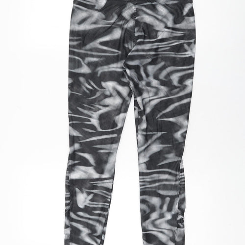 DECATHLON Womens Black Geometric Polyester Pedal Pusher Leggings Size 30 in L31 in Regular Pullover