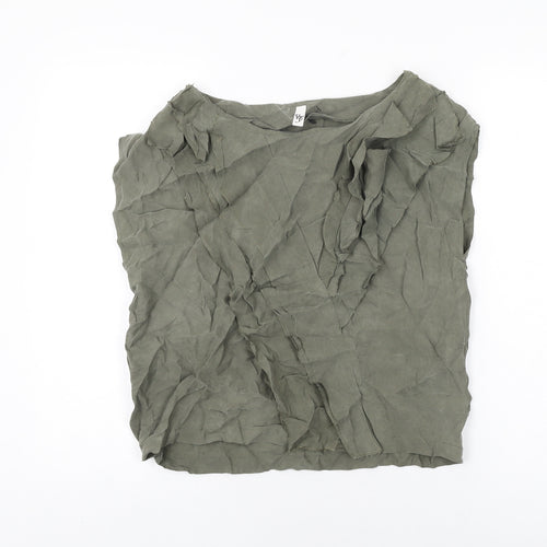 Very Womens Green Cupro Basic T-Shirt Size 10 Round Neck