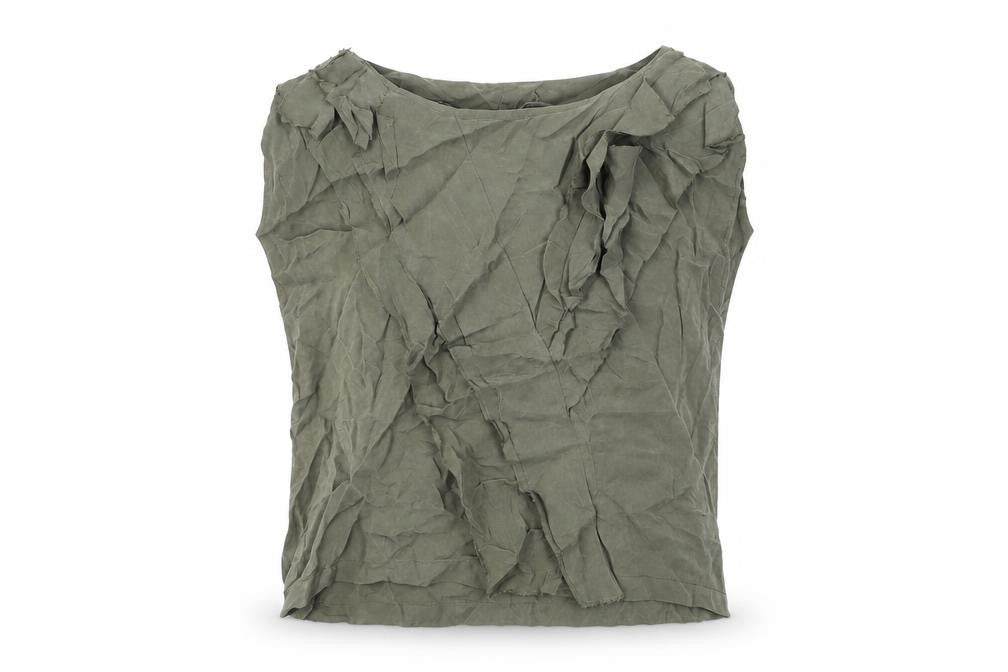 Front view of Very women’s green cupro basic t-shirt, size UK 10, round neck