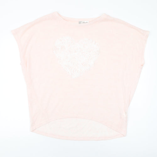 Vouley Vous Womens Pink Polyester Basic T-Shirt Size M Round Neck