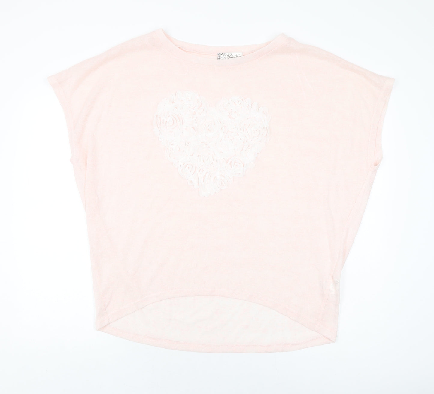 Vouley Vous Womens Pink Polyester Basic T-Shirt Size M Round Neck