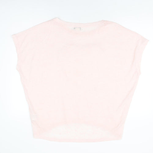 Vouley Vous Womens Pink Polyester Basic T-Shirt Size M Round Neck