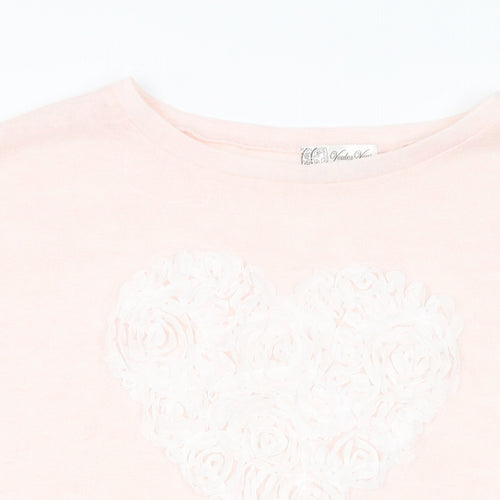 Vouley Vous Womens Pink Polyester Basic T-Shirt Size M Round Neck