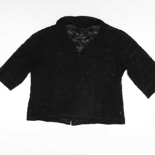 Bella di Notte Womens Black Floral Polyamide Basic Button-Up Size 14 Collared
