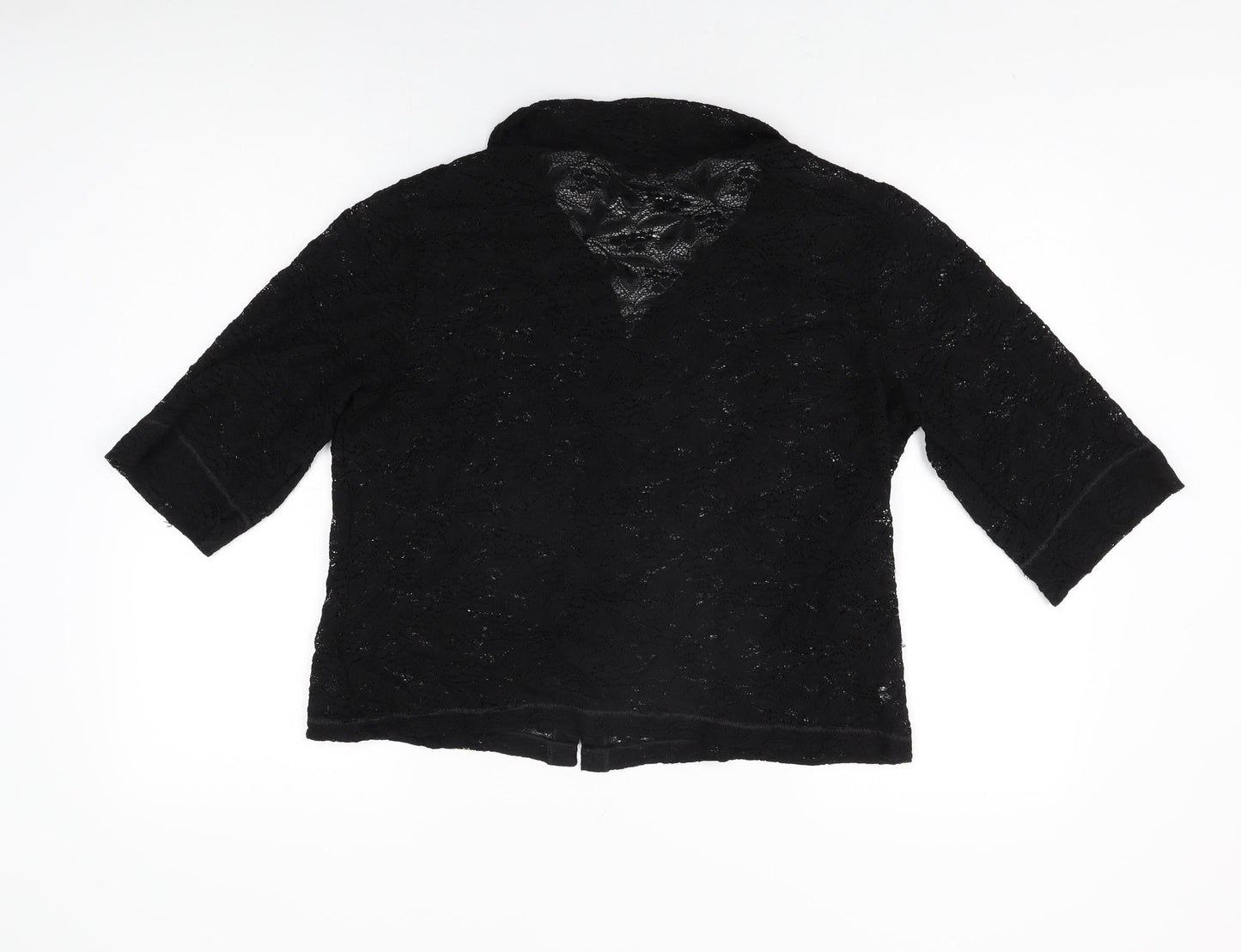 Bella di Notte Womens Black Floral Polyamide Basic Button-Up Size 14 Collared