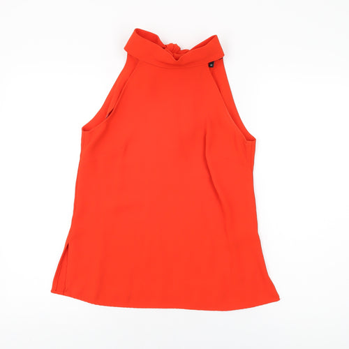 NEXT Womens Red Polyester Basic Blouse Size 8 Round Neck