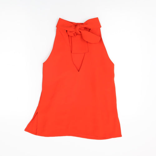 NEXT Womens Red Polyester Basic Blouse Size 8 Round Neck