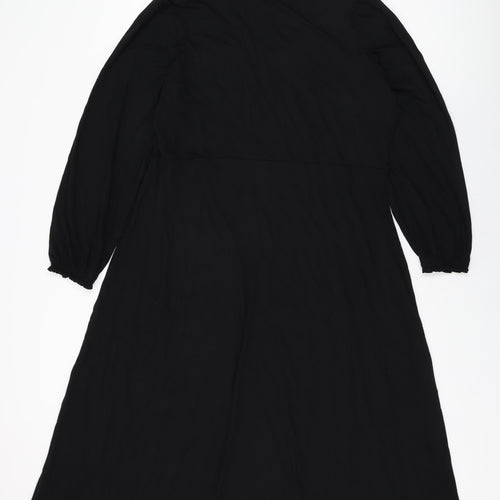 Marks and Spencer Womens Black Viscose A-Line Size 18 V-Neck Pullover