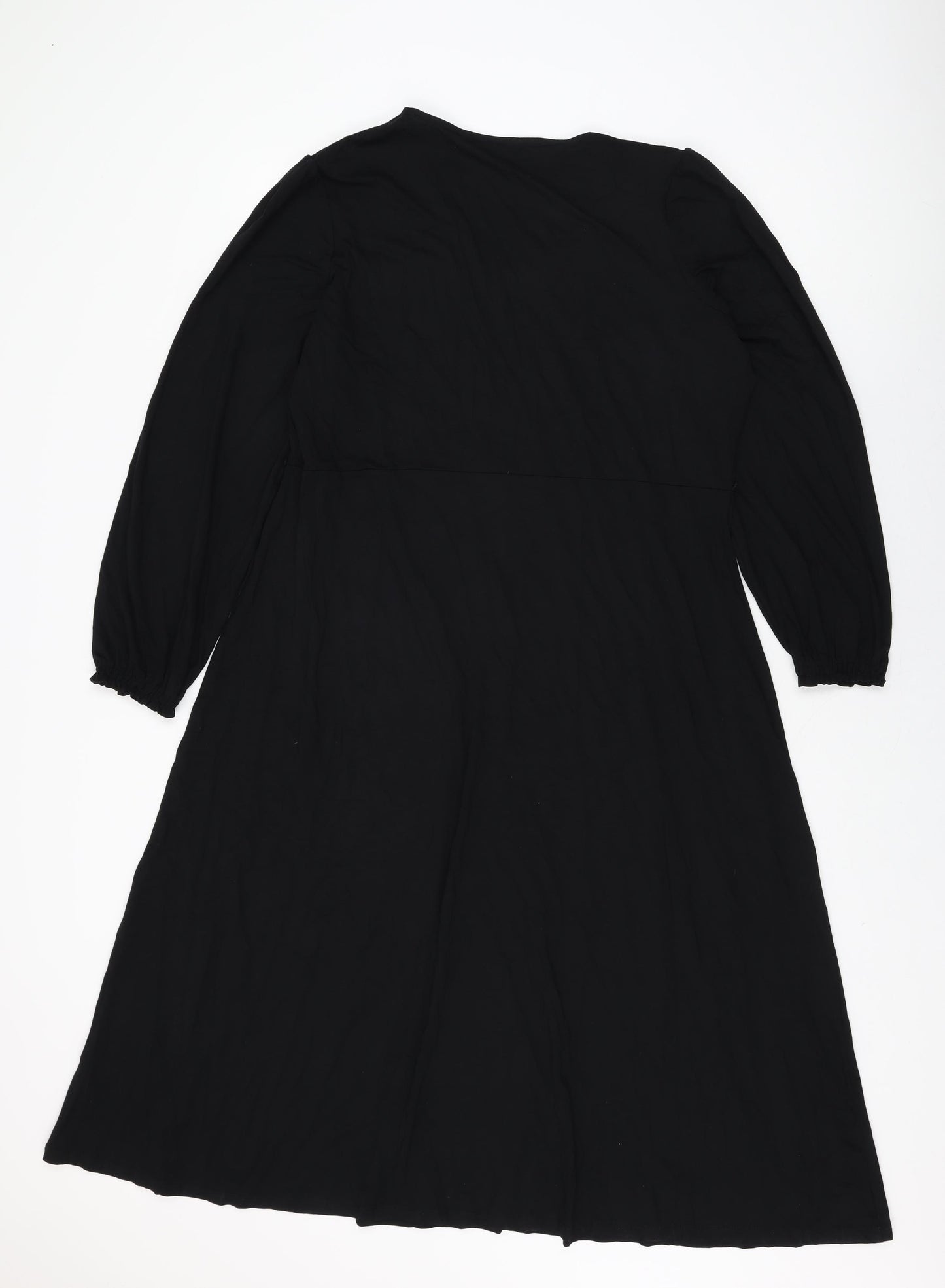 Marks and Spencer Womens Black Viscose A-Line Size 18 V-Neck Pullover