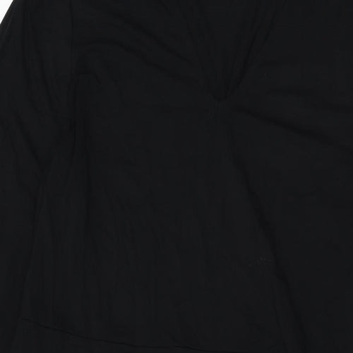 Marks and Spencer Womens Black Viscose A-Line Size 18 V-Neck Pullover