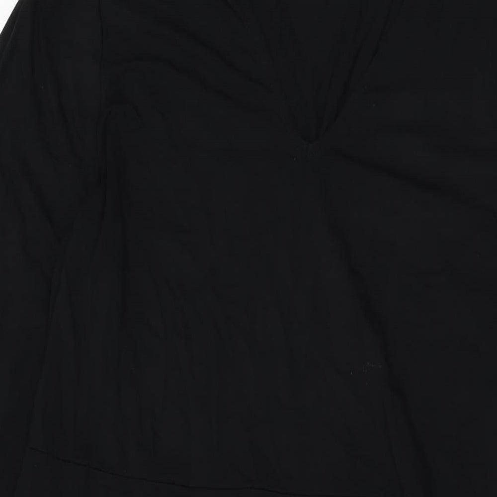Marks and Spencer Womens Black Viscose A-Line Size 18 V-Neck Pullover