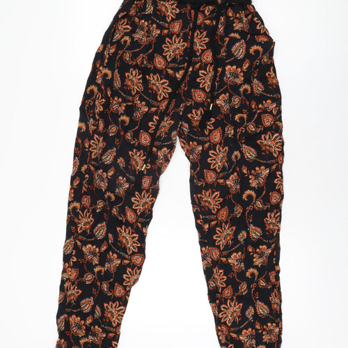 Mango Womens Black Geometric Viscose Trousers Size XS L27 in Regular Zip