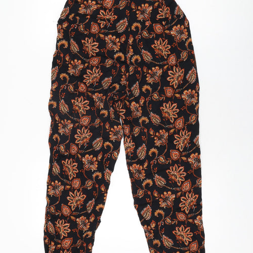 Mango Womens Black Geometric Viscose Trousers Size XS L27 in Regular Zip