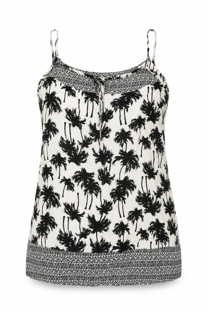 Front view of Marks & Spencer women’s white geometric viscose basic t-shirt, size UK 12, scoop neck