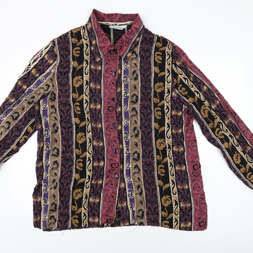 The Edinburgh Collection Womens Multicoloured Geometric Polyester Basic Button-Up Size 20 Collared