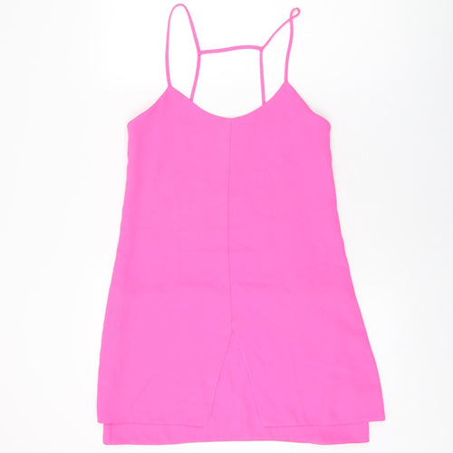 Topshop Womens Pink Polyester Shift Size 8 V-Neck Pullover