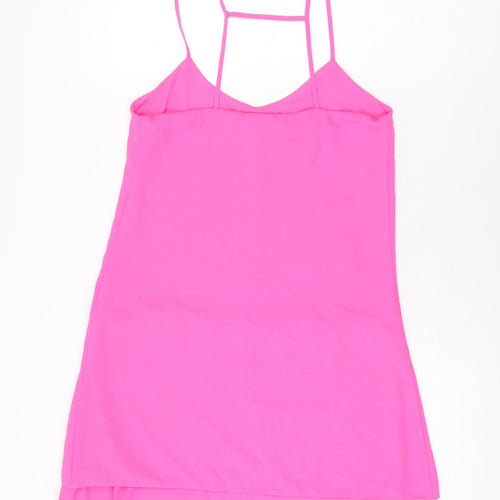 Topshop Womens Pink Polyester Shift Size 8 V-Neck Pullover