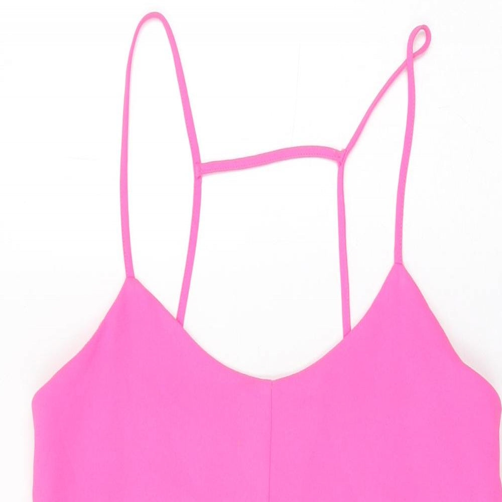 Topshop Womens Pink Polyester Shift Size 8 V-Neck Pullover