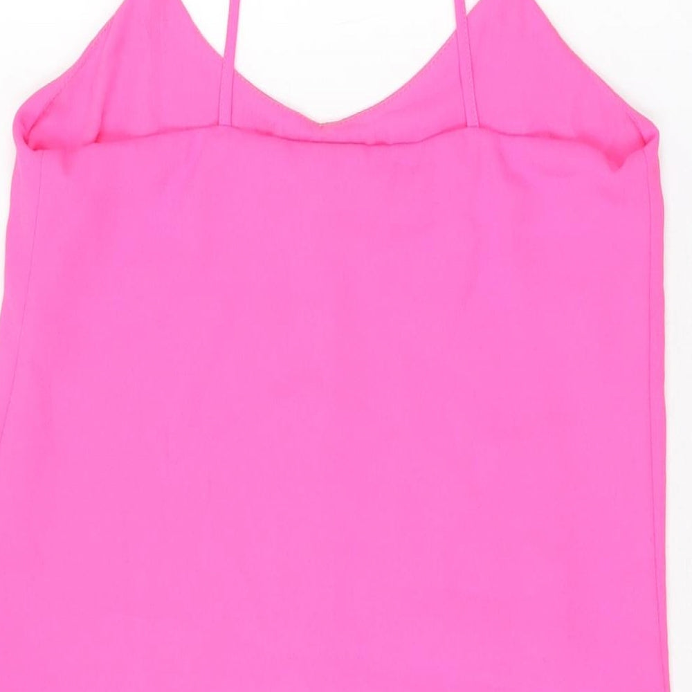 Topshop Womens Pink Polyester Shift Size 8 V-Neck Pullover