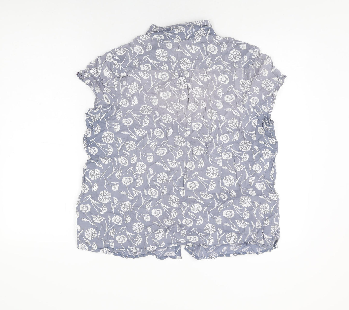 Seasalt Womens Grey Floral Cotton Basic Button-Up Size 18 Collared