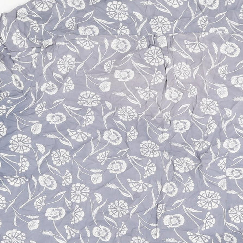 Seasalt Womens Grey Floral Cotton Basic Button-Up Size 18 Collared
