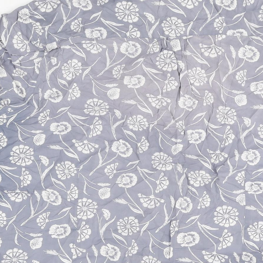 Seasalt Womens Grey Floral Cotton Basic Button-Up Size 18 Collared