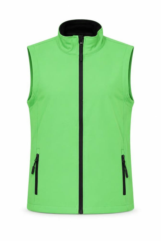Front view of Result Core women’s green gilet jacket, size XS, zip
