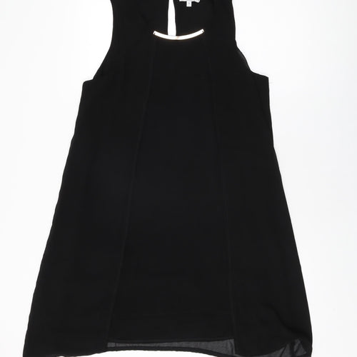 Sabrina Diamanti Womens Black Polyester Shift Size S Round Neck Button