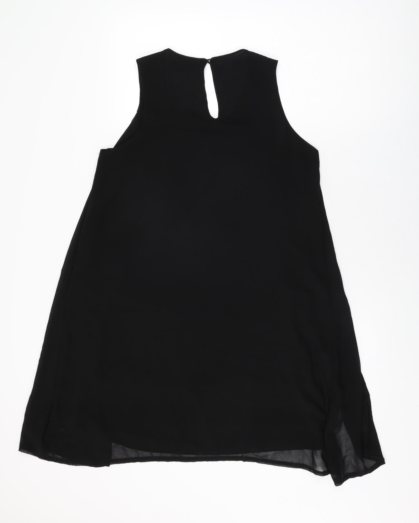 Sabrina Diamanti Womens Black Polyester Shift Size S Round Neck Button