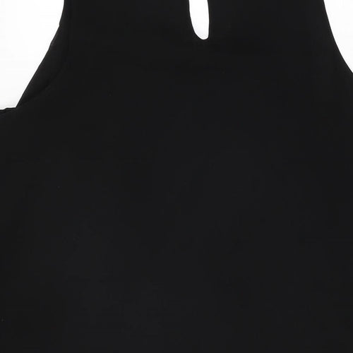 Sabrina Diamanti Womens Black Polyester Shift Size S Round Neck Button
