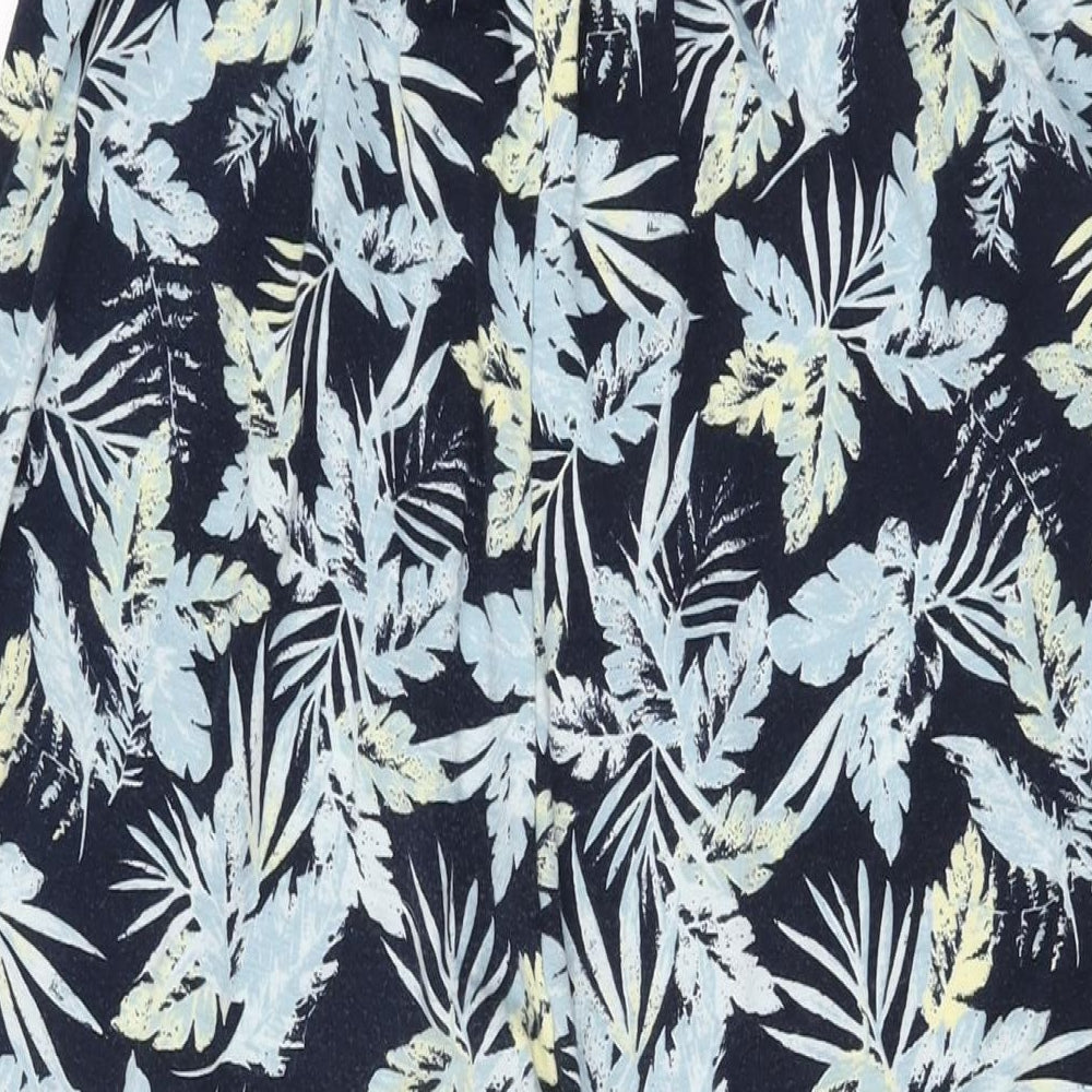 SOSANDAR Womens Blue Floral Polyester Jumpsuit One-Piece Size 14 L29 in Pullover