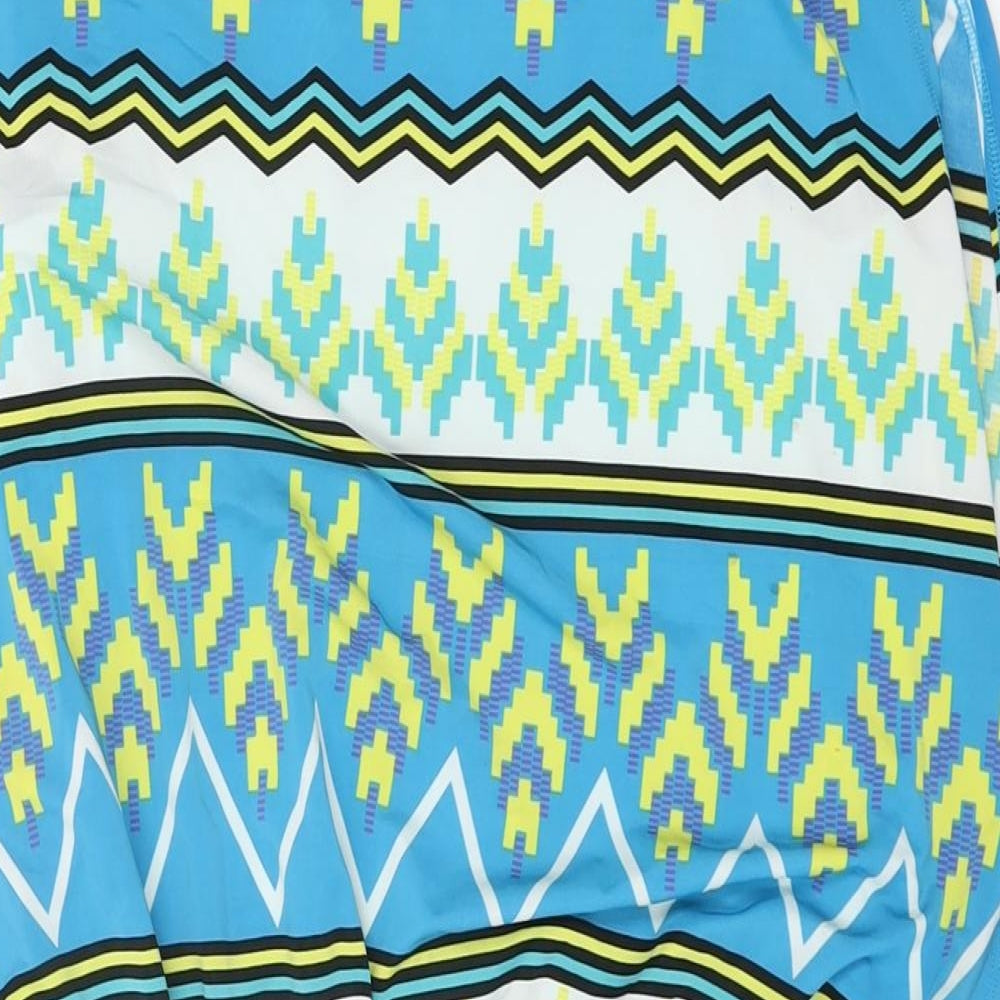 Sweet Womens Blue Geometric Polyester Mini Size M Round Neck Pullover