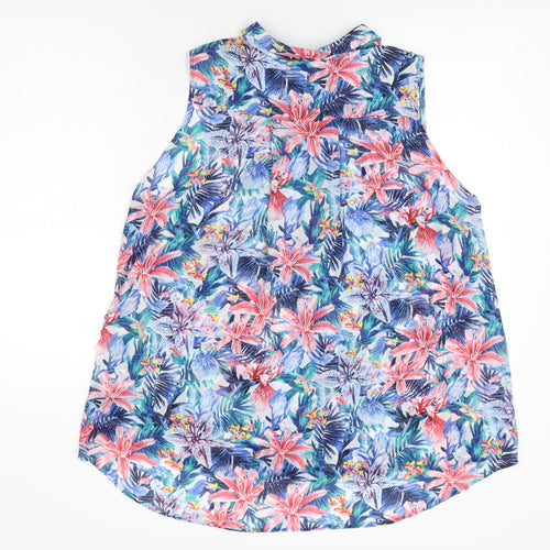 H&M Womens Multicoloured Floral Polyester Basic Button-Up Size 14 Collared