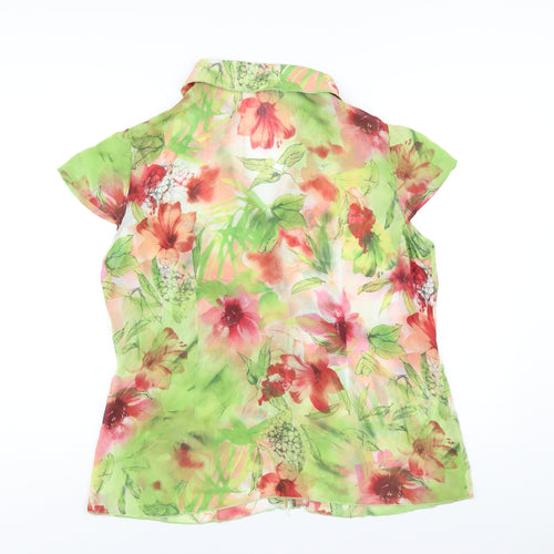 Per Una Womens Green Geometric Polyester Basic Button-Up Size 18 V-Neck