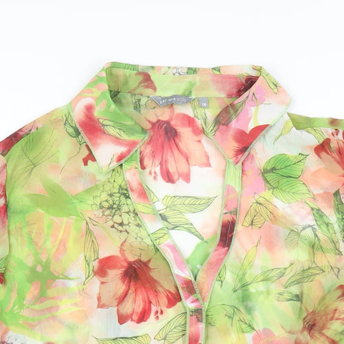 Per Una Womens Green Geometric Polyester Basic Button-Up Size 18 V-Neck