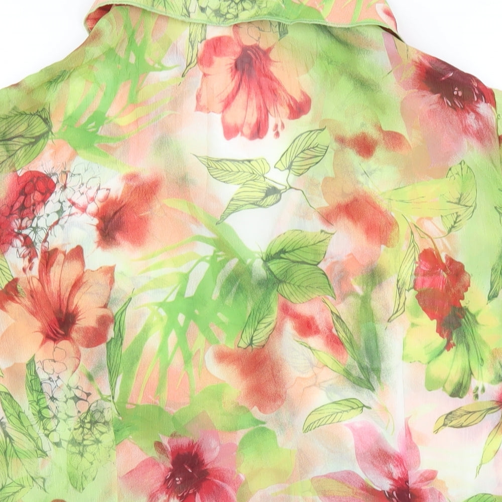 Per Una Womens Green Geometric Polyester Basic Button-Up Size 18 V-Neck