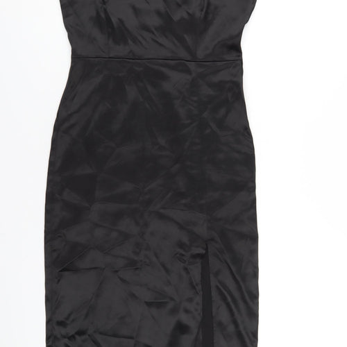 Zara Womens Black Polyester A-Line Size M Square Neck Zip