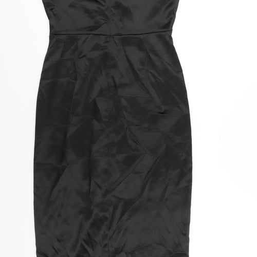 Zara Womens Black Polyester A-Line Size M Square Neck Zip