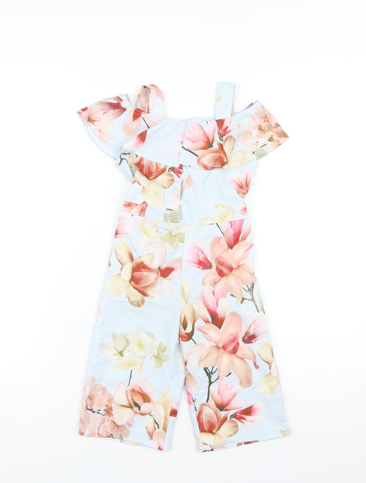 NEXT Girls Blue Floral Polyester Jumpsuit One-Piece Size 3 Years Button