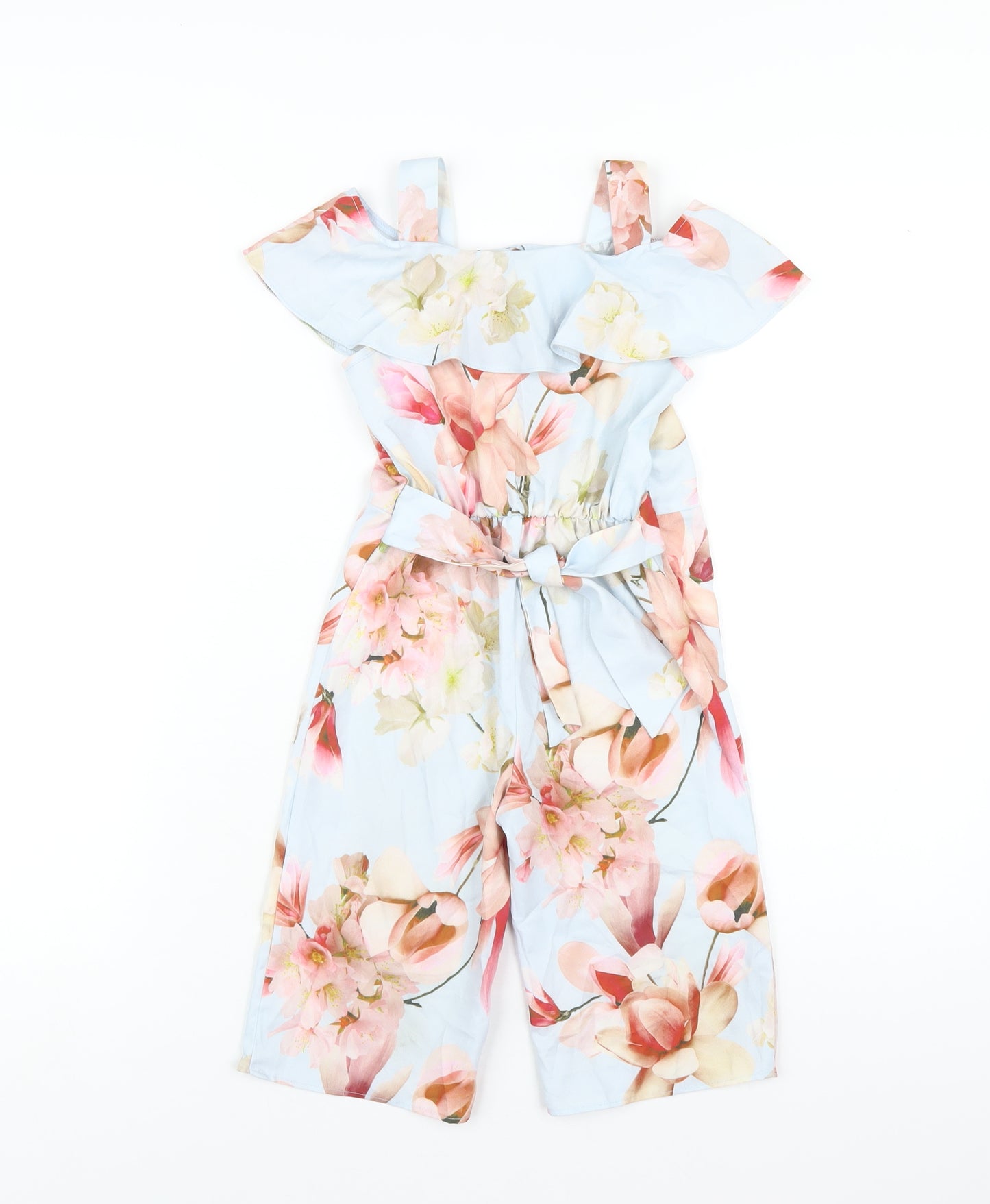 NEXT Girls Blue Floral Polyester Jumpsuit One-Piece Size 3 Years Button