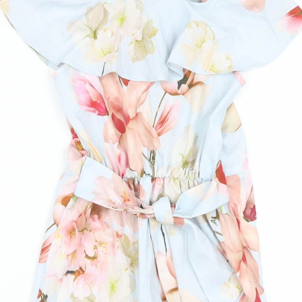 NEXT Girls Blue Floral Polyester Jumpsuit One-Piece Size 3 Years Button