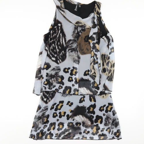 Izabel London Womens Multicoloured Animal Print Polyester A-Line Size 10 Scoop Neck Pullover