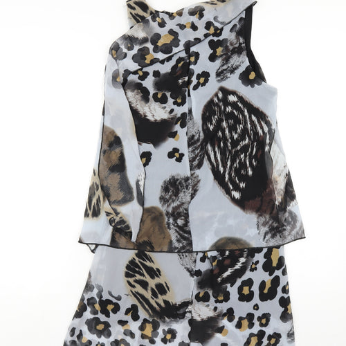 Izabel London Womens Multicoloured Animal Print Polyester A-Line Size 10 Scoop Neck Pullover