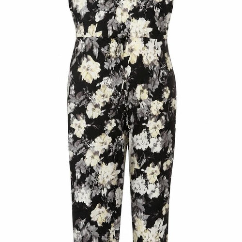 Select Womens Black Floral Viscose Jumpsuit One-Piece Size 12 L26 in Zip