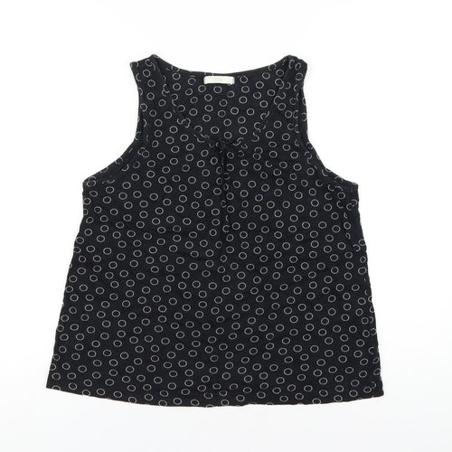 Marks and Spencer Womens Black Polka Dot Cotton Basic Tank Size 14 Scoop Neck