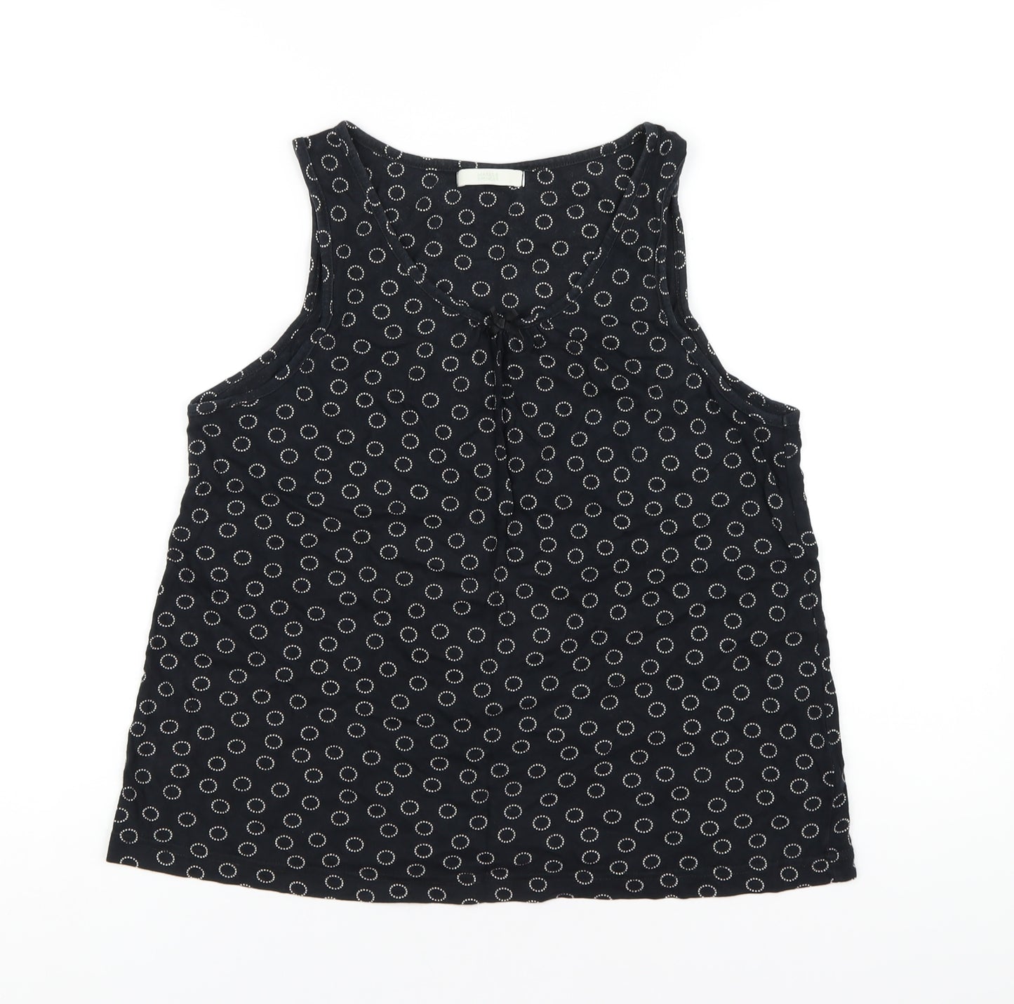 Marks and Spencer Womens Black Polka Dot Cotton Basic Tank Size 14 Scoop Neck