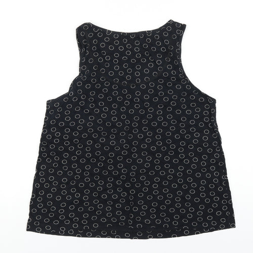 Marks and Spencer Womens Black Polka Dot Cotton Basic Tank Size 14 Scoop Neck