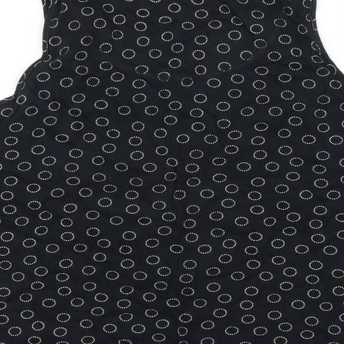 Marks and Spencer Womens Black Polka Dot Cotton Basic Tank Size 14 Scoop Neck